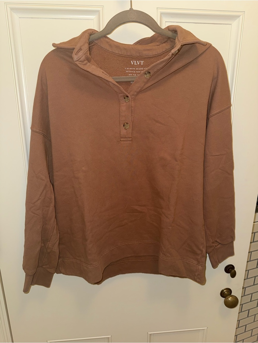 Velvet Dusky Pink Plush Button Henley